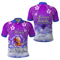Custom Photo In Loving Memory Memorial Polo Shirt Hawaiian Lei With Plumeria CTM05
