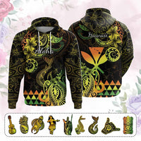 Custom Hawaii Symbols Hoodie Plumeria Kakau Polynesian Tribal CTM05 Pullover Hoodie Reggae - Polynesian Pride