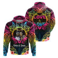 Custom Photo Happy Pansexual Pride Day Hoodie Love Is Love Polynesian Style CTM05 - Polynesian Pride