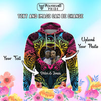 Custom Photo Happy Pansexual Pride Day Hoodie Love Is Love Polynesian Style CTM05 - Polynesian Pride
