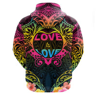 Custom Photo Happy Pansexual Pride Day Hoodie Love Is Love Polynesian Style CTM05 Zip Hoodie Multicolor - Polynesian Pride