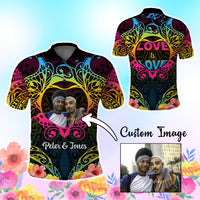 Custom Photo Happy Pansexual Pride Day Polo Shirt Love Is Love Polynesian Style CTM05 Multicolor - Polynesian Pride