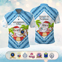 Custom Christmas Fiji Schools Polo Shirt Santa Claus Logo CTM05 Blue - Polynesian Pride