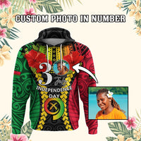 Custom Photo Vanuatu Independence Day Hoodie Pig Tusk Polynesian Pattern CTM05 Multicolor - Polynesian Pride