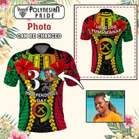 Custom Photo Vanuatu Independence Day Polo Shirt Pig Tusk Polynesian Pattern CTM05 - Polynesian Pride