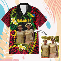Custom Photo Vanuatu Provinces Hawaiian Shirt Coat Of Arms Plumeria Polynesian Pattern CTM05 Red - Polynesian Pride