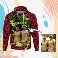 Custom Photo Vanuatu Provinces Hoodie Coat Of Arms Plumeria Polynesian Pattern CTM05 Pullover Hoodie Red - Polynesian Pride