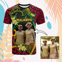 Custom Photo Vanuatu Provinces T Shirt Coat Of Arms Plumeria Polynesian Pattern CTM05 Red - Polynesian Pride