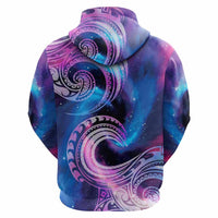 Custom Zodiac Signs Hoodie With Polynesian Pattern CTM05 Zip Hoodie Galaxy - Polynesian Pride