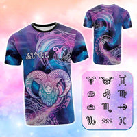 Custom Zodiac Signs T Shirt With Polynesian Pattern CTM05 Galaxy - Polynesian Pride