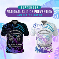 Custom Suicide Prevention Awareness Memorial Polo Shirt In Loving Memory Polynesian Style - Polynesian Pride