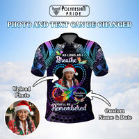Custom Photo Memorial Polo Shirt As Long As I Breathe You'll Be Remembered Polynesian Style CTM05 - tartan-scottish