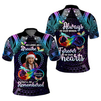 Custom Photo Memorial Polo Shirt As Long As I Breathe You'll Be Remembered Polynesian Style
