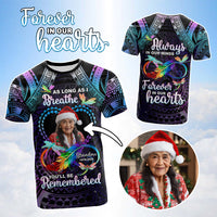 Custom Photo Memorial T Shirt As Long As I Breathe You'll Be Remembered Polynesian Style CTM05 Galaxy - Polynesian Pride