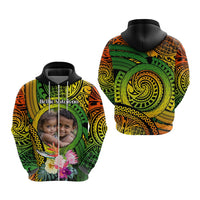 Custom Photo Polynesian Tribal Hoodie with Tropical Flower CTM09 - Polynesian Pride