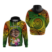 Custom Photo Polynesian Tribal Hoodie with Tropical Flower CTM09 Zip Hoodie Multicolor - Polynesian Pride