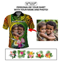 Custom Photo Polynesian Tribal Polo Shirt with Tropical Flower CTM09 - Polynesian Pride