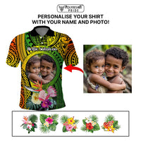 Custom Photo Polynesian Tribal Polo Shirt with Tropical Flower CTM09 - Polynesian Pride