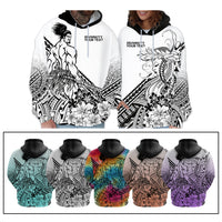 Personalised Polynesian Beauty Woman and Warrior Valentine Hoodie With Pacific Pattern CTM09 Multicolor - Polynesian Pride