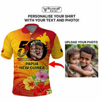 Custom Photo Papua New Guinea 50th Years Polo Shirt Hapi De bilong Indipendens Papua Niugini CTM09 - Polynesian Pride