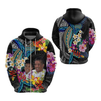 Custom Photo Polynesian Shark Tattoo Hoodie Beauty Pacific Flowers CTM09 - Polynesian Pride