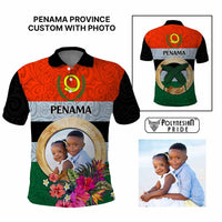 Penama Province Custom Polo Shirt With Photo Vanuatuan Boar's Tusk Flag Multicolored CTM09 Multicolor - Polynesian Pride