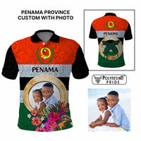 Penama Province Custom Polo Shirt With Photo Vanuatuan Boar's Tusk Flag Multicolored CTM09 Multicolor - Polynesian Pride
