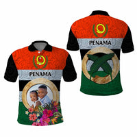 Penama Province Custom Polo Shirt With Photo Vanuatuan Boar's Tusk Flag Multicolored CTM09 - Polynesian Pride