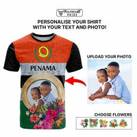 Penama Province Custom T Shirt With Photo Vanuatuan Boar's Tusk Flag Multicolored CTM09 - Polynesian Pride