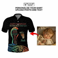 Custom Happy Father's Day - The Best Step Dad Polo Shirt Polynesian Tribal Tatoo CTM09 - Polynesian Pride