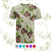 Custom Photo Hawaiian Palaka T shirt Mokihana Maile Ilima Leis CTM09 Multicolor - Polynesian Pride