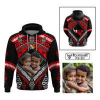 Custom Photo Tonga Hoodie Polynesian Pattern Mixed Ngatu Kupesi CTM09 Multicolor - Polynesian Pride
