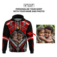 Custom Photo Tonga Hoodie Polynesian Pattern Mixed Ngatu Kupesi CTM09 - Polynesian Pride