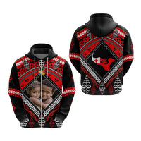 Custom Photo Tonga Hoodie Polynesian Pattern Mixed Ngatu Kupesi CTM09 - Polynesian Pride