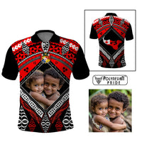 Custom Photo Tonga Polo Shirt Polynesian Pattern Mixed Ngatu Kupesi CTM09 Multicolor - Polynesian Pride