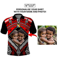 Custom Photo Tonga Polo Shirt Polynesian Pattern Mixed Ngatu Kupesi CTM09 - Polynesian Pride