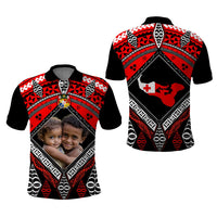 Custom Photo Tonga Polo Shirt Polynesian Pattern Mixed Ngatu Kupesi CTM09 - Polynesian Pride