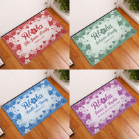 Custom Aloha Welcome Rubber Doormat with Family Name Hawaiian Tribal Tapa Pattern
