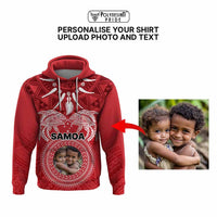 Custom Photo Samoa Hoodie Polynesian Fish Tattoo and Boar Tusk Art CTM09 - Polynesian Pride