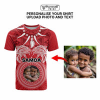 Custom Photo Samoa T Shirt Polynesian Fish Tattoo and Boar Tusk Art CTM09 - Polynesian Pride