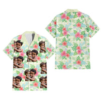 Custom Photo Aloha Tropical Hawaiian Shirt with Hibiscus Leaves Seamless Pattern CTM09 - Polynesian Pride