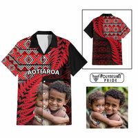 Custom Upload Image Aotearoa Silver Fern Hawaiian Shirt Red Taniko Motif