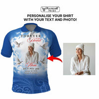 Custom Photo Memorial Forever in our Heart Polo Shirt Mixed Polynesian Pattern