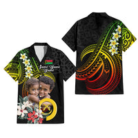 Custom Photo Vanuatu Provinces Hawaiian Shirt Vanuatuan Pig Tusk and Pacific Beauty Flower