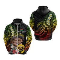 Custom Photo Vanuatu Provinces Hoodie Vanuatuan Pig Tusk and Pacific Beauty Flower CTM09 - Polynesian Pride