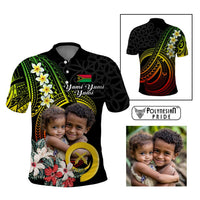 Custom Photo Vanuatu Provinces Polo Shirt Vanuatuan Pig Tusk and Pacific Beauty Flower CTM09 Multicolor - Polynesian Pride