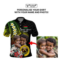 Custom Photo Vanuatu Provinces Polo Shirt Vanuatuan Pig Tusk and Pacific Beauty Flower CTM09 - Polynesian Pride