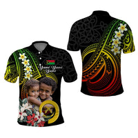 Custom Photo Vanuatu Provinces Polo Shirt Vanuatuan Pig Tusk and Pacific Beauty Flower CTM09 - Polynesian Pride