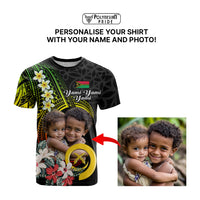 Custom Photo Vanuatu Provinces T Shirt Vanuatuan Pig Tusk and Pacific Beauty Flower