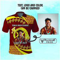 Custom Photo Tonga Schools Polo Shirt Happy Anniversary Tongan Schools Logo With Ngatu Pattern